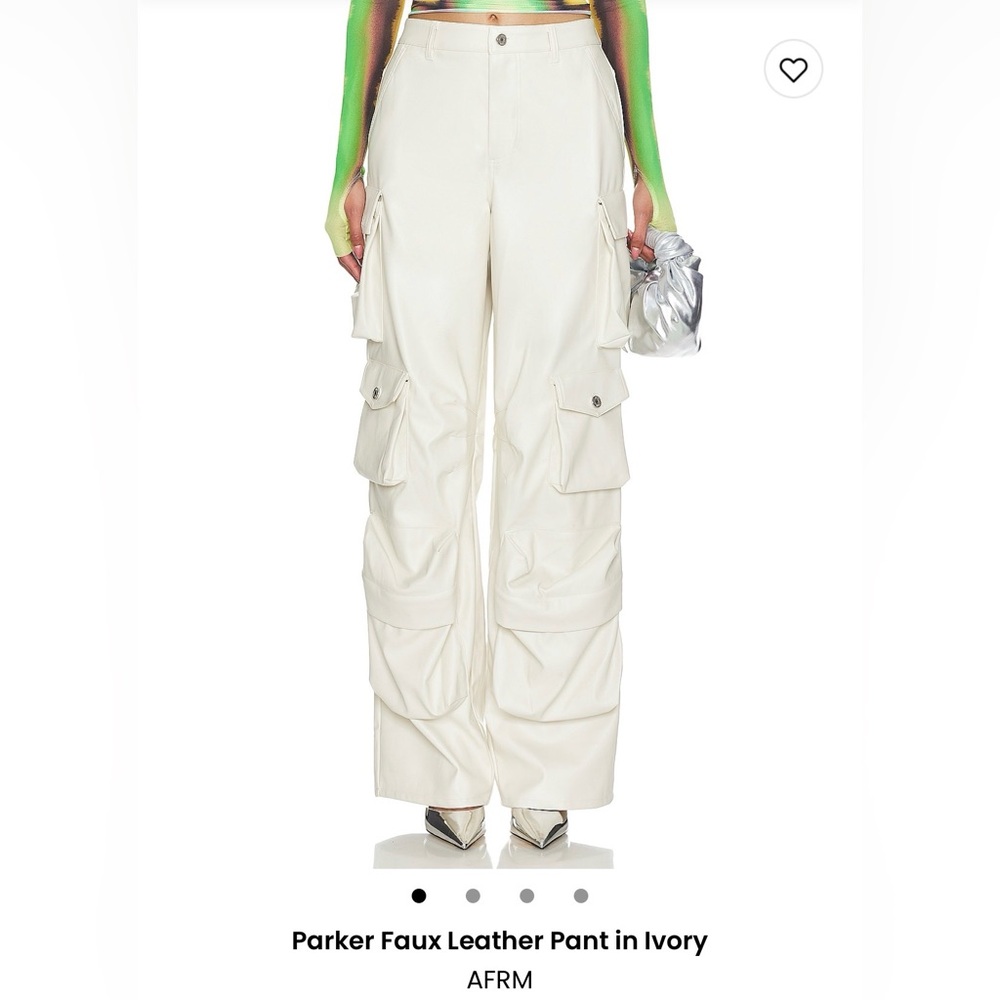 AFRM Ivory Faux Leather Wide Leg Pants